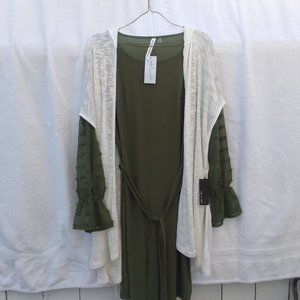 Bundle sunglasses&classic long-sleeve dress&stylish hooded cardigan NWT